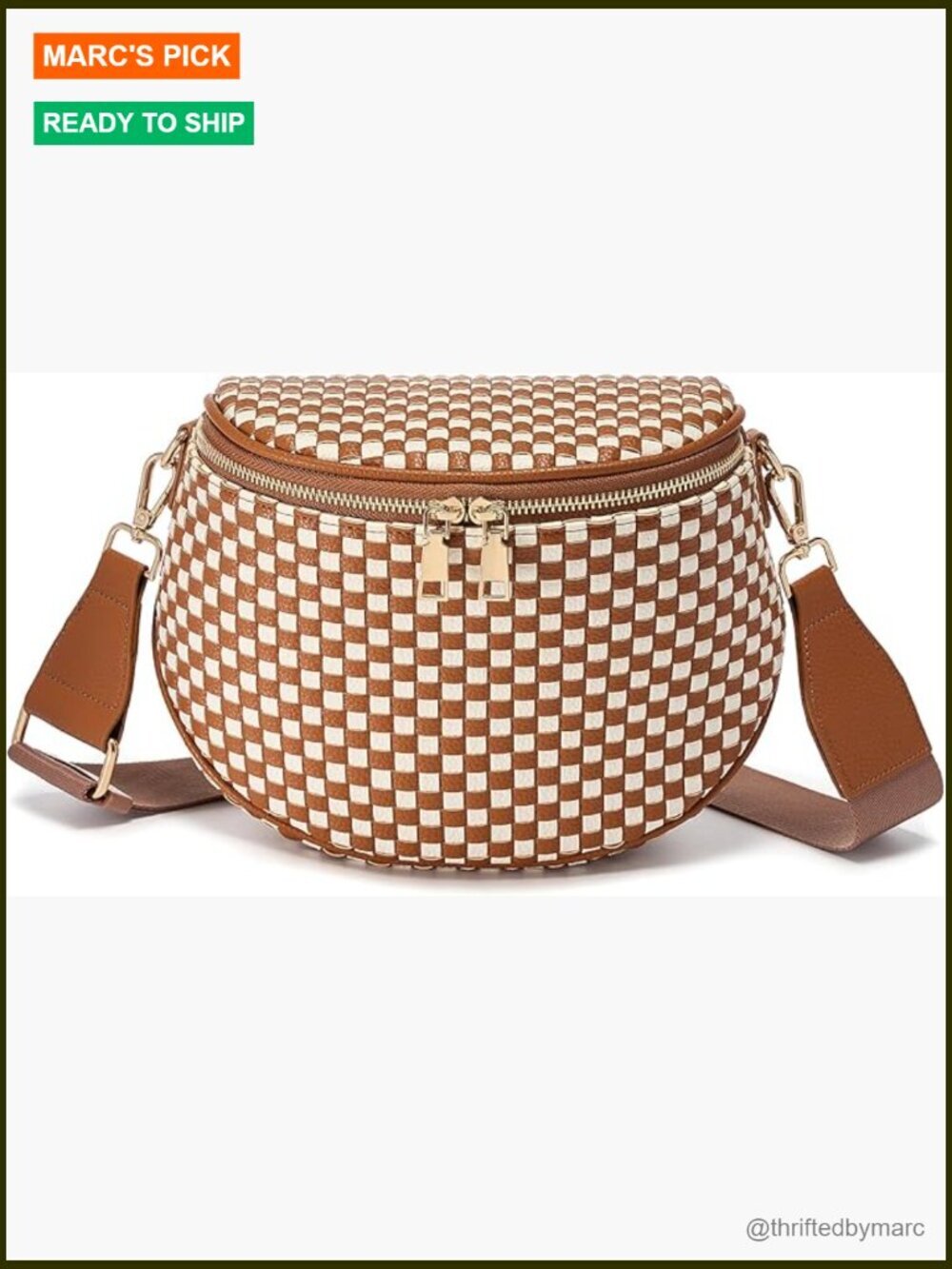 Woven PU Leather Crossbody Fanny Pack with Adjustable Strap